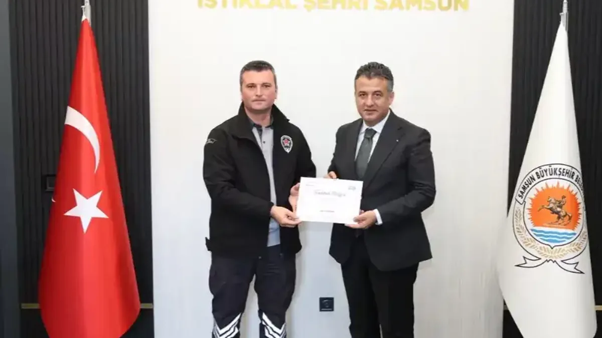 Samsun'da cesur güvenlik görevlisine özel teşekkür