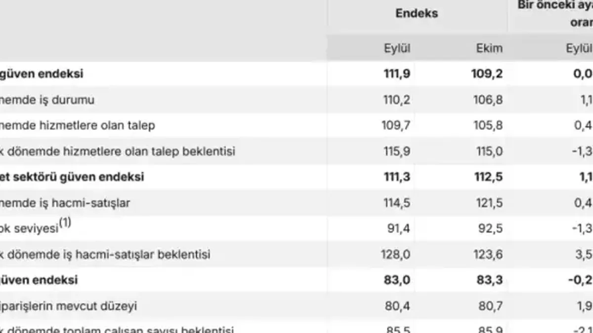 Hizmet sektöründe güven gerilerken perakende ve inşaat yükseldi - Detay Görsel 1