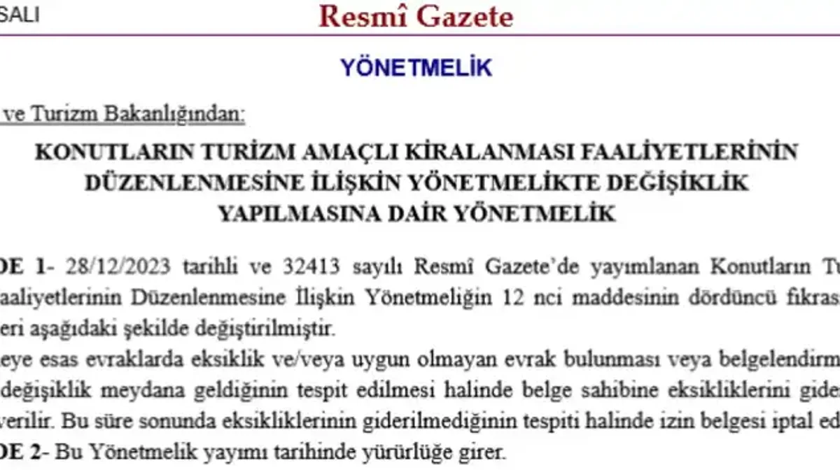 Turizm amaçlı ev sahiplerine otuz günlük süre verildi - Detay Görsel 1