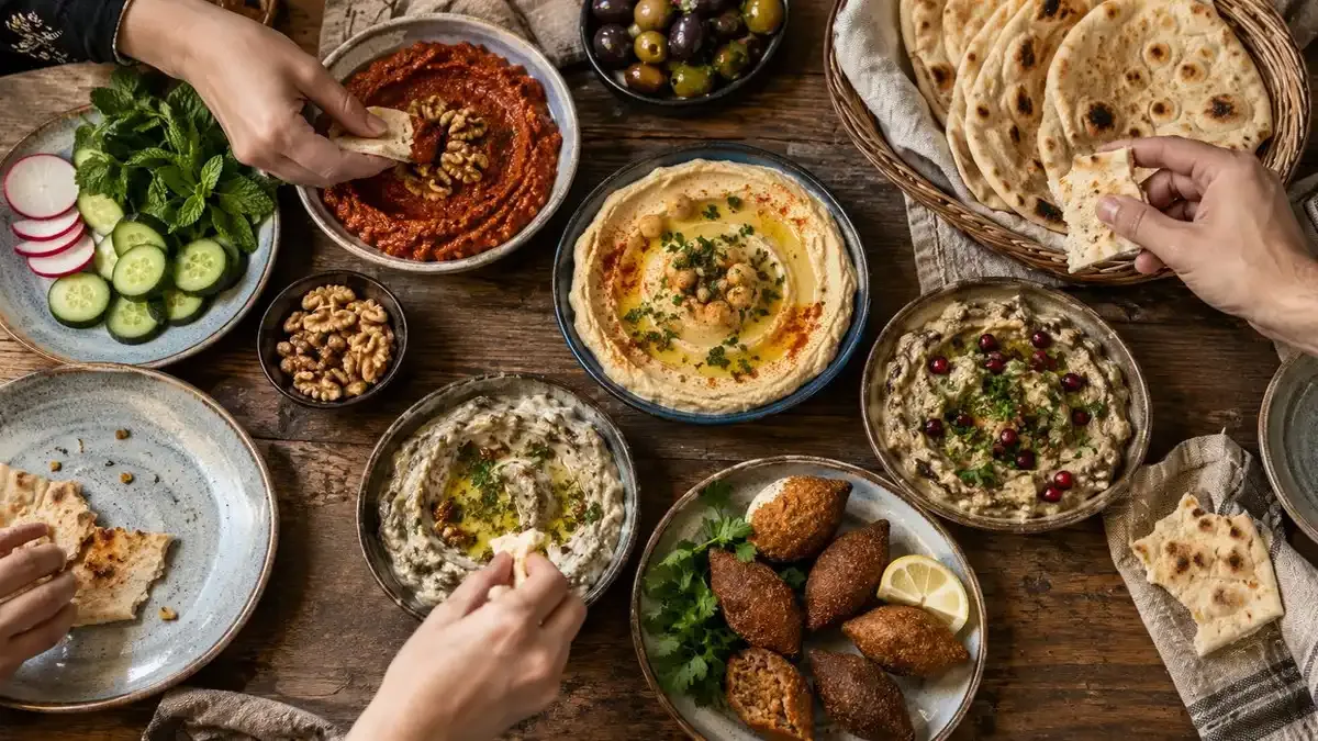 Paylaşımlık Tabaklar, içli köfte ve levanten ezmeler