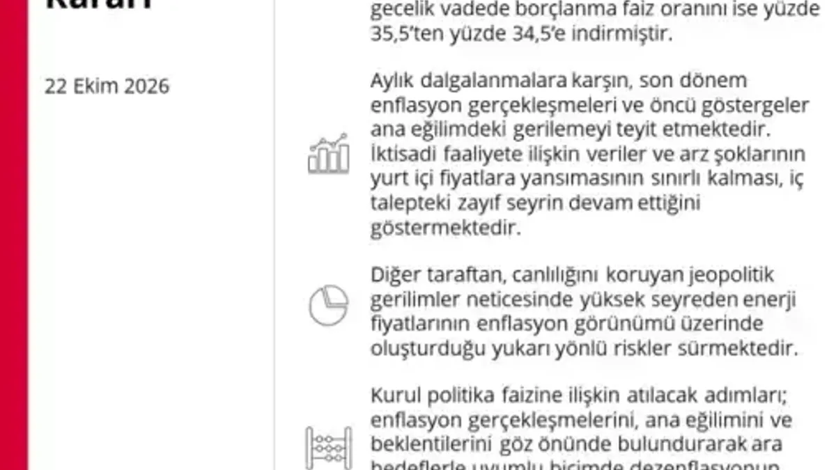 Merkez Bankası politika faizini 100 baz puan indirdi - Detay Görsel 1