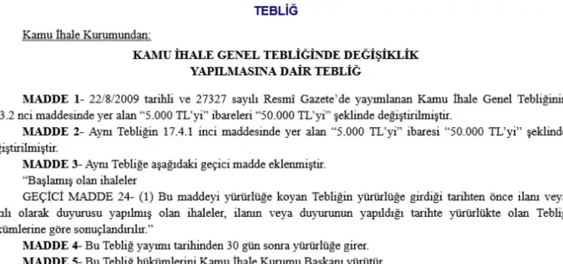 Kamu İhale Genel Tebliği değişikliği ile vergi ve SGK borçları için yeni limitin duyurulması. - Fotoğraf 1