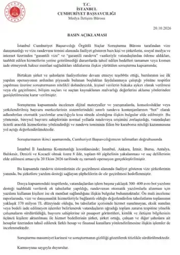İstanbul Cumhuriyet Başsavcılığı duyurdu: 370 Milyon TL'lik vize dolandırıcılığı operasyonu - Detay Görsel 1