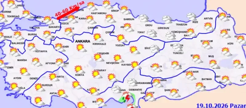 Meteoroloji Genel Müdürlüğü tarafından yayımlanan 19 Ekim hava tahmin raporu. - Fotoğraf 1