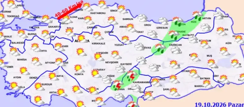 Meteoroloji Genel Müdürlüğü tarafından yayımlanan 19 Ekim hava tahmin raporu. - Fotoğraf 2
