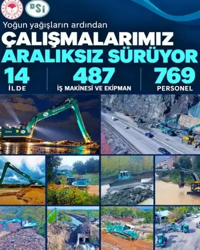 Devlet Su İşleri (DSİ) ekipleri, taşkın ve su baskınlarına müdahale için sahada çalışmalar gerçekleştiriyor. - Fotoğraf 2
