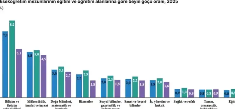 Yükseköğretim mezunlarının beyin göçü oranı yüzde 2,2 oldu - Detay Görsel 1