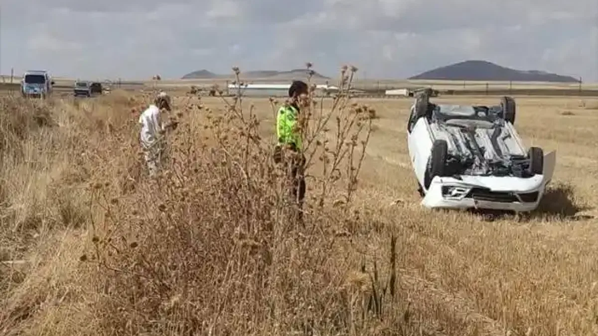 Konya'da şarampole devrilen otomobilin sürücüsü yaralandı