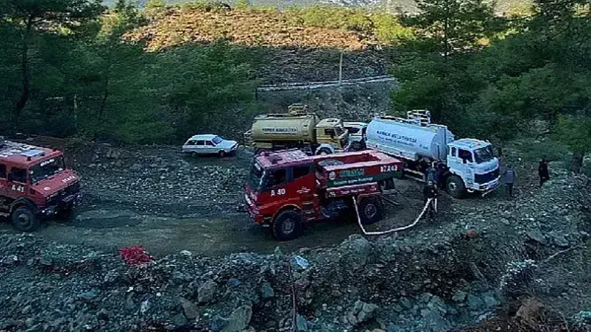 Kemer'de çıkan orman yangını büyümden söndürüldü