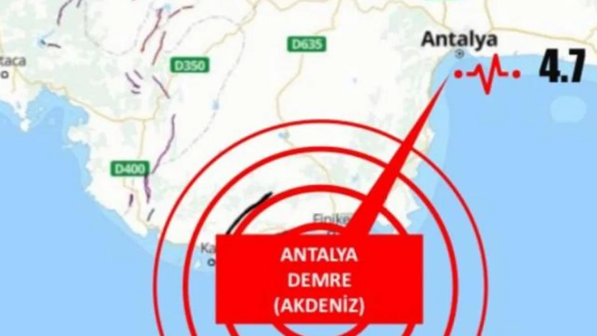 Antalya'da 4,7 büyüklüğünde deprem!