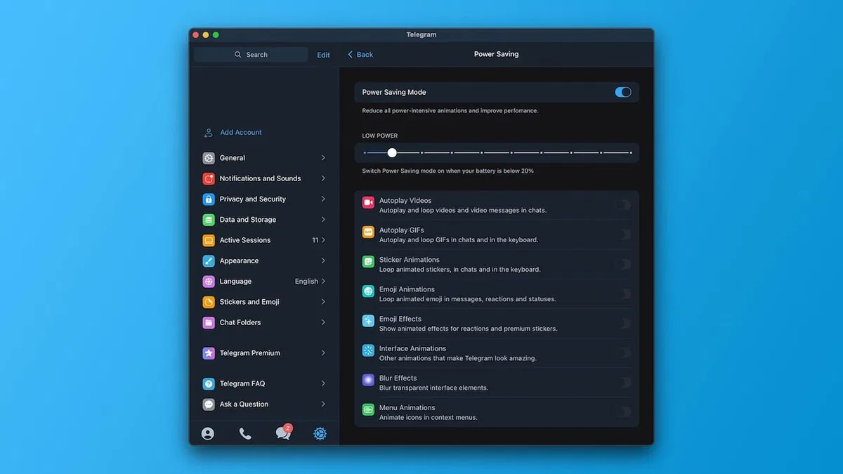 Telegram macOS Sürümü, Pil Tasarrufu İçin Yeni Seçenekler Sunuyor