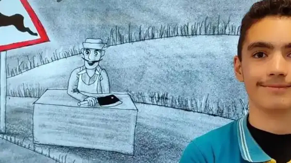 Sinoplu öğrenci çizdiği karikatürle dünya birincisi oldu