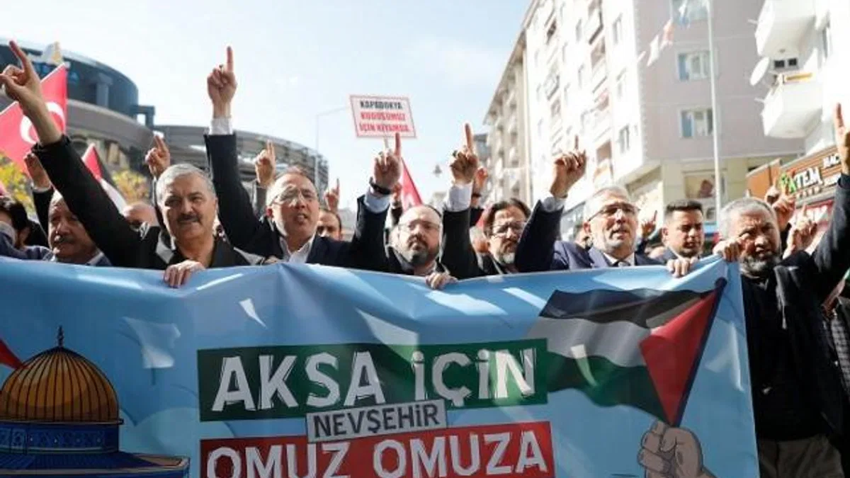 Nevşehir'de Filistin için destek yürüyüşü