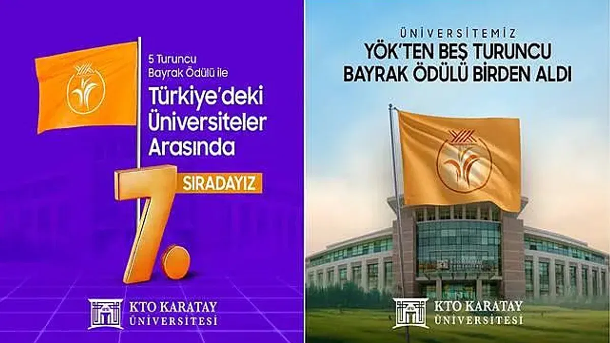 KTO Karatay Üniversitesi, YÖK'ten Beş Turuncu Bayrak Ödülü Birden Alarak 7. Oldu