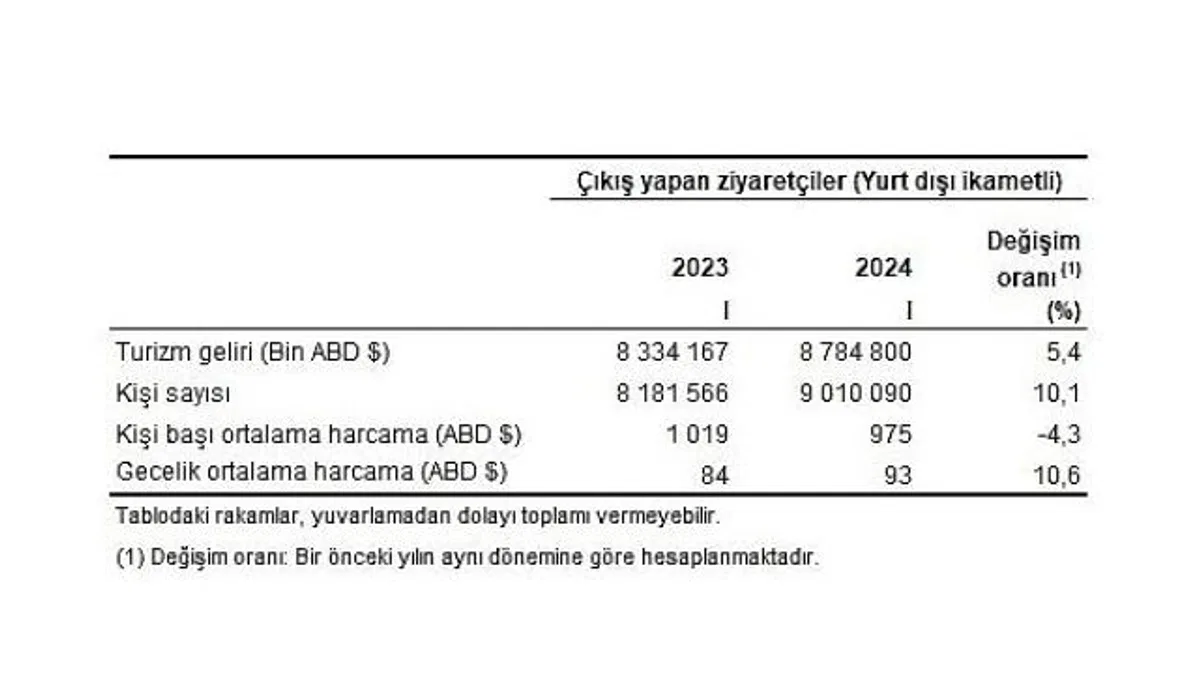 Tüik: Turizm geliri ve gideri için revizyon tamamlandı