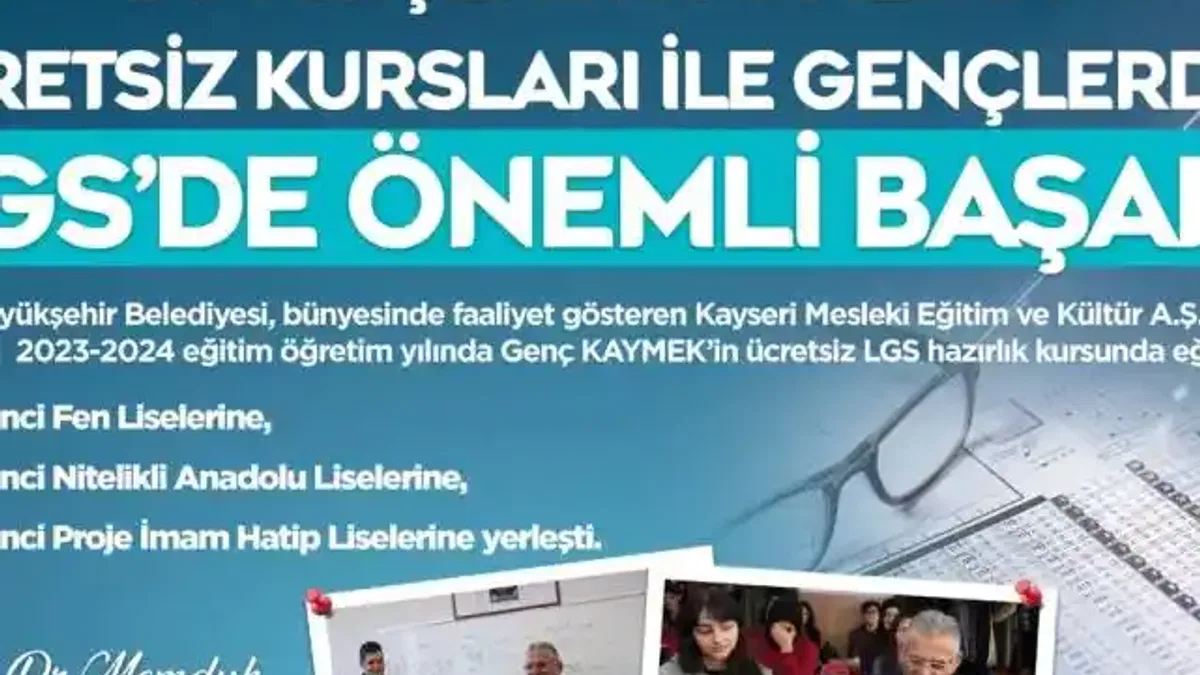 KAYMEK’in ücretsiz kursları ile gençlerden LGS’de önemli başarı