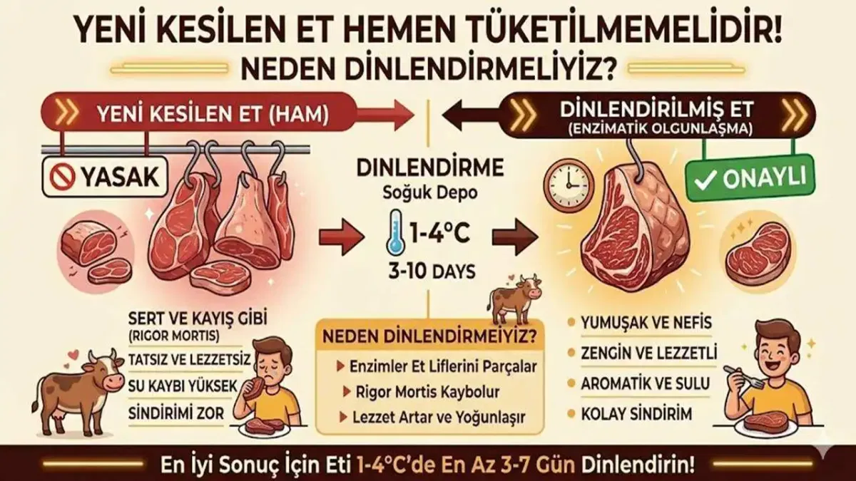 Yeni kesilen et hemen tüketilmemeli!