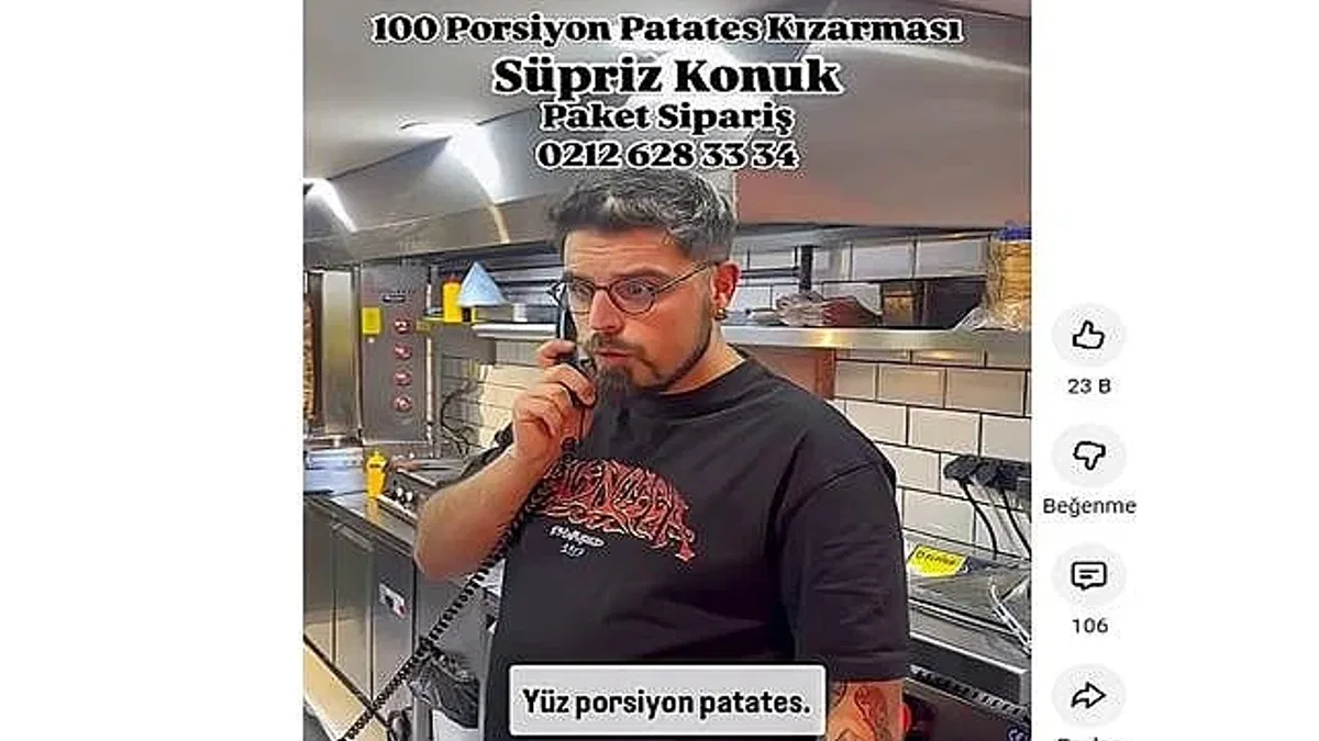 Yüz porsiyon patates siparişi alan ünlü isim, siparişleri Torku Pratiko ile hazırladı