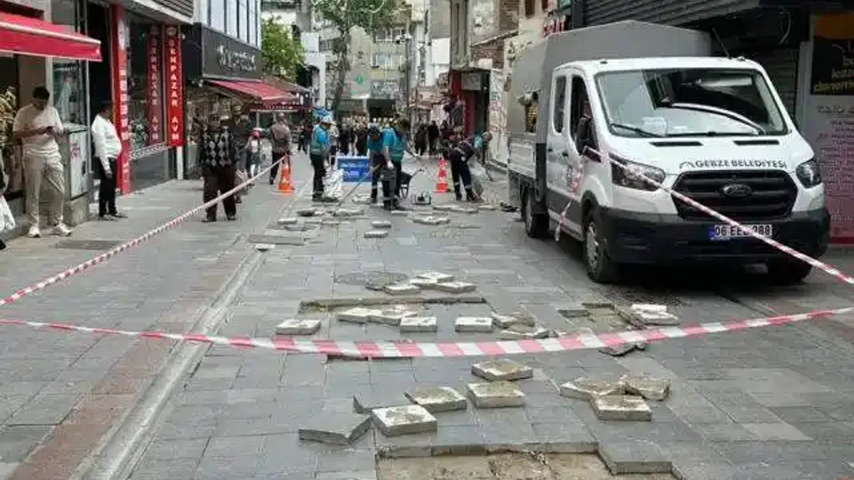 Kocaeli Gebze’de Eskiçarşı’da parke yenileme