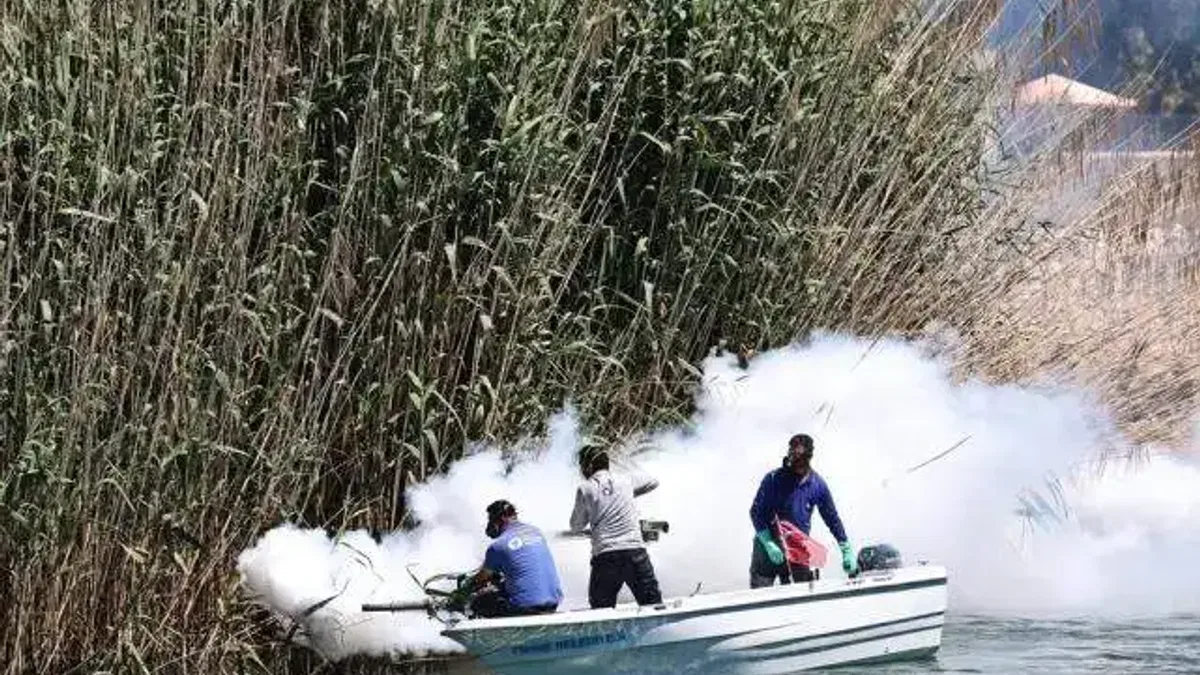 Antalya’da denizden karaya ilaçlama yapılıyor
