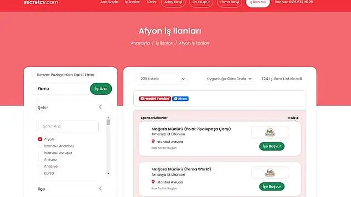Afyon İş İlanları Detayları