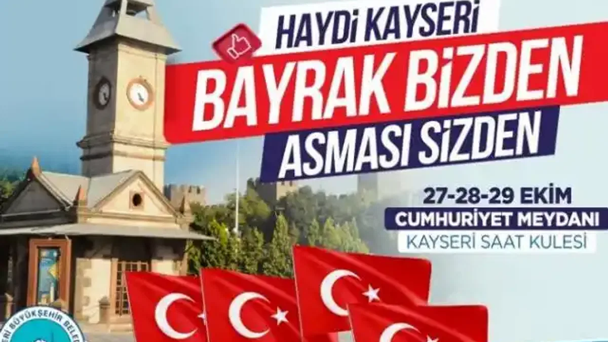 Türk bayrakları Kayseri Büyükşehir'den