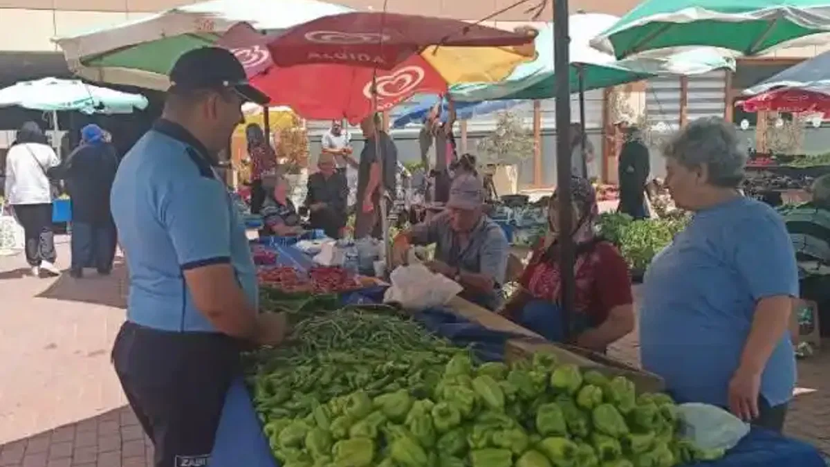 Edirne Keşan pazarında etiket kontrolü