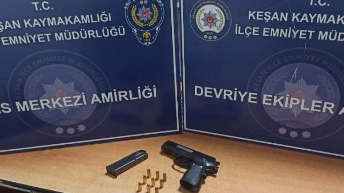 Keşan'da ruhsatsız silah ele geçirildi